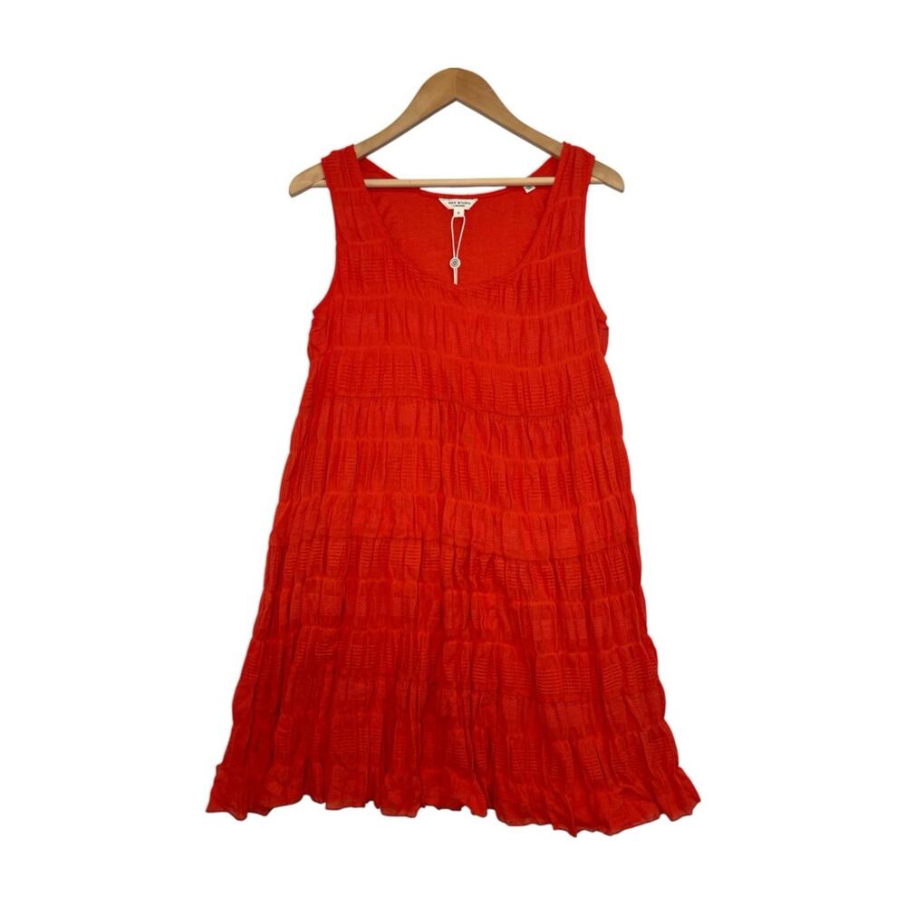 New Max Studio Dress Womens Small Orange Coral Flowy Tiered Beach Boho Coastal